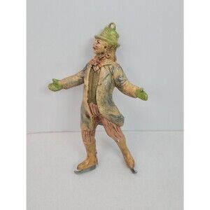 Vintage Ice Skater Christmas Ornament 5.5” Victorian Style Plastic Hanging